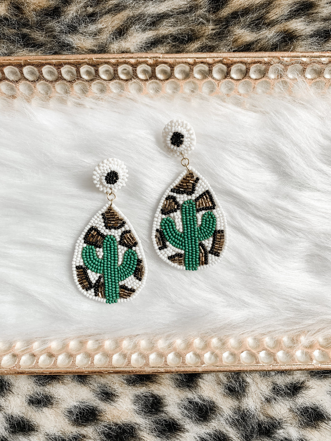 Leopard Cactus Earrings