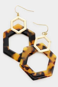 Tortoise Hexagon Earrings