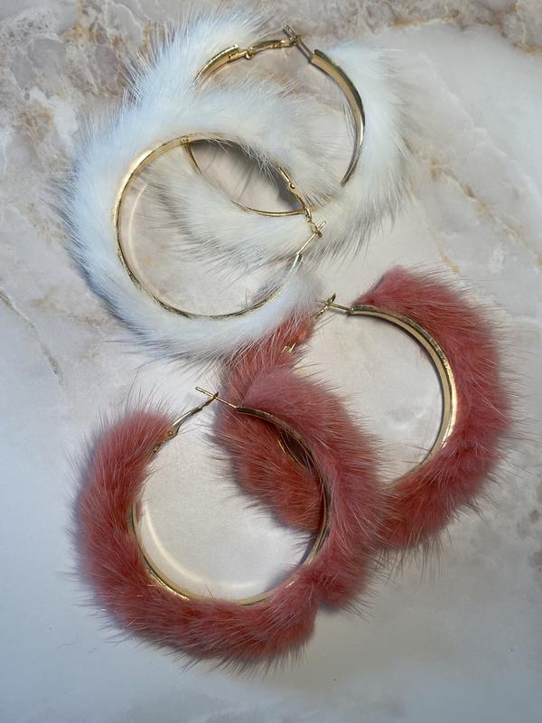 Fuzzy Hoop Earrings